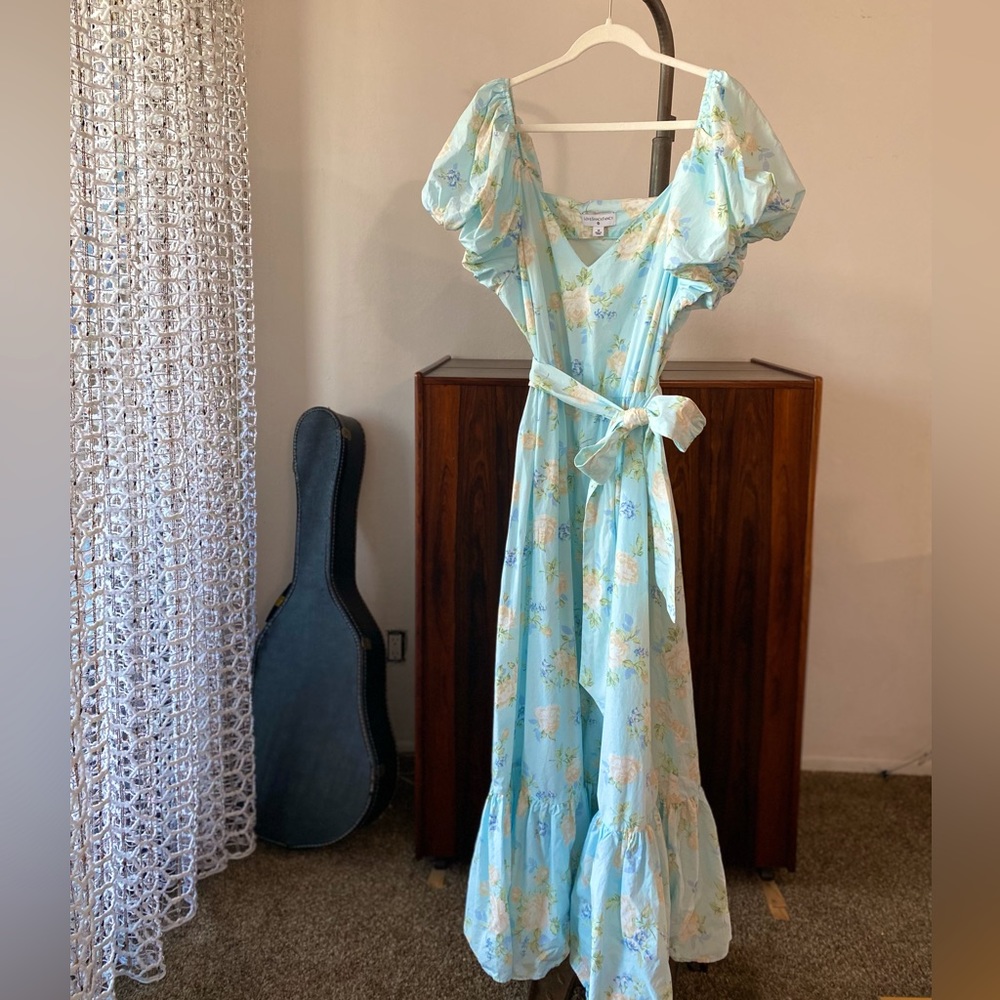 LoveShackFancy x Target Light Blue Floral Puff-Sleeved Maxi Dress - Picture 2 of 13